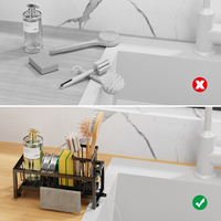 Petit support de rangement noir pour comptoir de cuisine, égouttoir pour éponges et porte-savon pour évier de cuisine