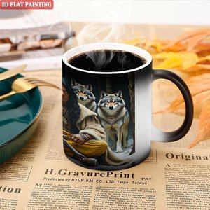 Mug en céramique premium 11oz noir givré, tasse à sublimation magique changeant de couleur à la chaleur - Product Image 5