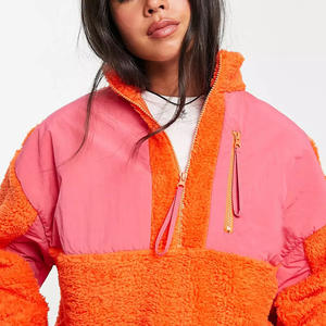 <span class=keywords><strong>Felpa</strong></span> da donna con collo alto in poliestere <span class=keywords><strong>teddy</strong></span> borg <span class=keywords><strong>felpa</strong></span> unisex oversize 1/4 con zip - Product Image 4