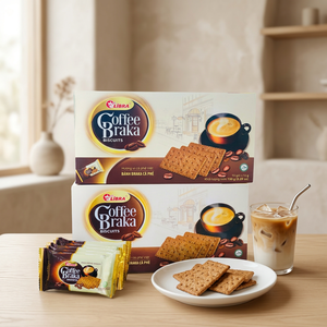 Best Price Coffee Flavor Cracker 150g Salty Rich Taste Crispy Biscuits <b>Box</b>/Sachet Packaging ODM Vietnam Export Quality - Product Image 1