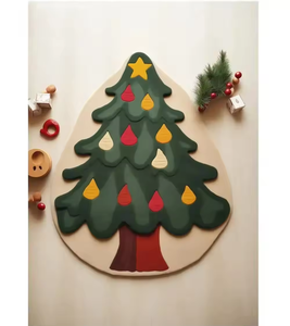 พรมขนแกะทนทานต่อคราบได้ดีดีไซน์แบบใหม่รูปต้นคริสต์มาสแบบแอบสแตรกสไตล์ใหม่สำหรับห้องนั่งเล่นบ้านเด็ก - Product Image 5