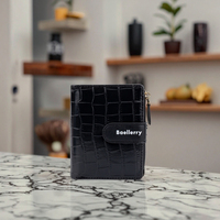 Billetera Mujer Bifold dompet koin tempat kartu kredit kustom dompet wanita logo kulit Pu dompet saku kecil berpola buaya