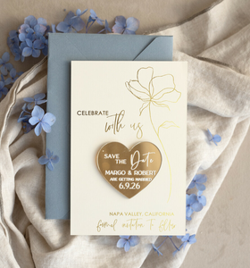 Aimant personnalisé en acrylique miroir doré Save the Date Carte d'<span class=keywords><strong>invitation</strong></span> de mariage Enveloppe bleue Cartes d'information invitations de mariage - Product Image 2