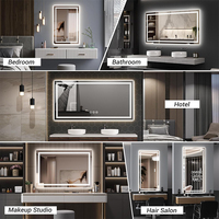 Miroir rectangulaire de salle de bain LED anti-buée en verre intelligent à écran tactile