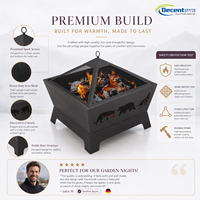 Brasero d'extérieur carré en fer pour bois, avec écran anti-étincelles en maille et découpes de silhouettes d'animaux sauvages pour jardin