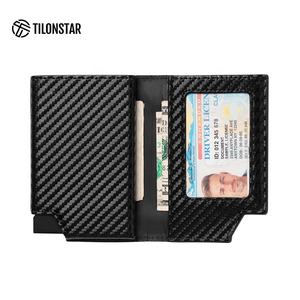 TILONSTAR TVC502, billetera emergente de cuero de fibra de carbono clásica, tarjetero emergente, tarjetero de negocios, tarjetero - Product Image 4