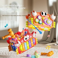 Clavier musical multifonctionnel éducatif en forme de crabe à six faces, cadeau jouet pour enfants