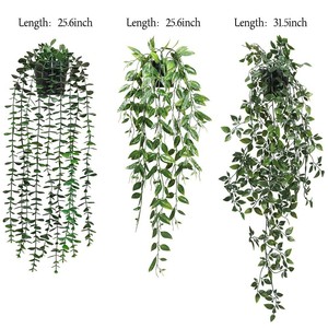 Soft Goose Artificial Hanging <b>Vine</b> Plant 56-80cm Plastic Eucalyptus Style For Home Balcony Decoration - Product Image 3