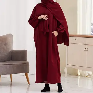 Venta caliente Oriente Medio Moderno Ocio Pañuelo Abaya Musulmán Suelto Abaya Vestido Mujeres Cinturón Nina Close Abaya Vestido