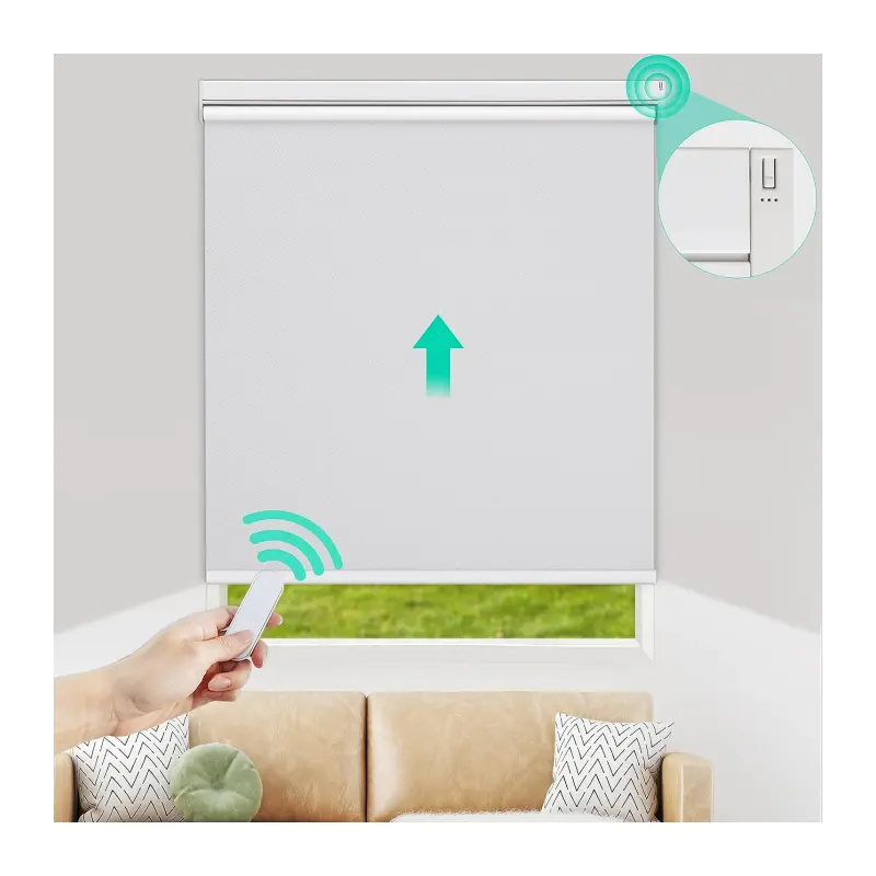 Cortinas de rolo verticais para janelas 100% com controle Wifi motorizado Smart Home de luxo