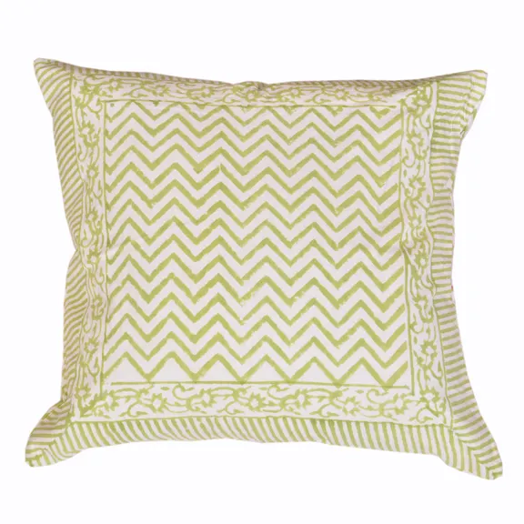 Customized Wholesale Top Quality 100% Cotton Green Hand Block printed cushion cover