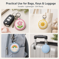 Porte-clés en cuir brodés personnalisés en gros, breloques de sac personnalisées motif fleur et arc-en-ciel, vente en gros