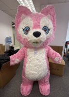 Costume de dessin animé en peluche gonflable rose Lina Bell costumes de mascotte gonflables de renard en peluche rose pour adulte