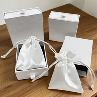 Boîte d'emballage coulissante pour bagues et boucles d'oreilles - Coffret cadeau de luxe personnalisé avec logo + ensemble sac en flanelle