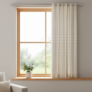 Cortina a cuadros con bolsillos para varillas, forro polar, cubierta de ventana premium, estilo moderno para sala de estar - Product Image 2