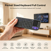 Mini clavier sans fil avec pavé tactile, double mode 2.4G Bluetooth, en alliage d'aluminium, design compact et portable pour TV, PC, tablette, voyage