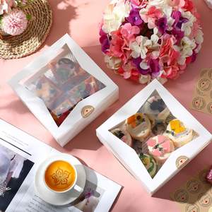 Boîtes à gâteaux blanches pour la Saint-Valentin avec fenêtre, boîtes à biscuits, boîtes à pâtisserie avec autocollants pour <span class=keywords><strong>donuts</strong></span>, tartes, desserts, muffins, pâtisseries - Product Image 2