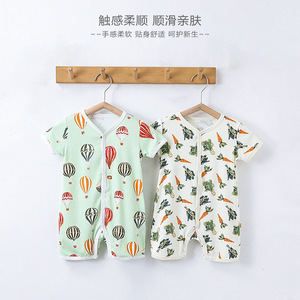 Monos de bebé de manga corta de verano para hombre y mujer recién nacido dibujos animados patrón de animales ropa de punto monos finos - Product Image 4