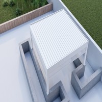 Pergolas de jardin motorisées rétractables modernes et simples en alliage d'aluminium, avec pare-soleil en PVC électrique à LED, blanc, 1 ensemble
