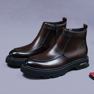 Bottes Chelsea de luxe pour hommes en cuir véritable, légères, en cuir de vachette, pour affaires - Product Image 1