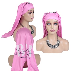 Custom Logo Pantyhose Sleeping <strong>Bonnet</strong> Elastic Fabric Long Braids Secure <strong>Bonnets</strong> for Long Hairstyles <strong>DreadLocks</strong> Turban Caps - Product Image 2