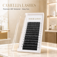 Extensions de cils Camellia, rangées denses, cils individuels BSF Matsuzaki 0.05mm 0.07mm 6-20mm, courbure D, fibre PBT coréenne pour artistes en cils