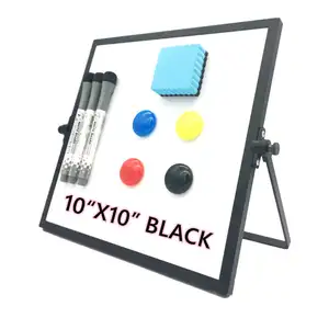 2023 hot 10 inch Portable black frame white board dry erase Easel with stand 360 degree reversible desktop board