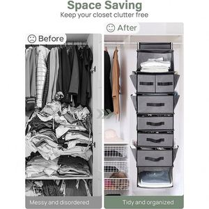 Best Selling 7 Shelf Foldable Closet Organizer Big Capacity Fabric Wardrobe <b>Plastic</b> Drawers Clothes Storage Hanging Clothes Bags - Product Image 4