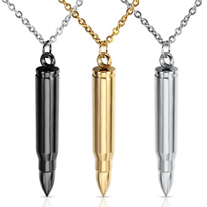 Zhongzhe gioielli proiettile <span class=keywords><strong>ciondolo</strong></span> per gli uomini collana personalizzata in acciaio inox Vintage tre colori eleganti gioielli maschili - Product Image 1