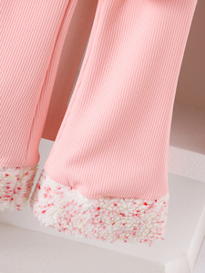 New Autumn Winter Thickened Cute Lace Trim <b>Patchwork</b> Loungewear Set for Kids Clothing Girls 2-7Y - Product Image 2