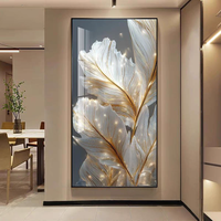 Peinture murale en porcelaine cristalline 3D, design moderne, feuille beige dorée, décoration de la maison, salon, art mural