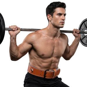 Ceinture de musculation confortable en cuir de vachette respirant de haute qualité avec doublure en daim et boucle à rouleau en acier pour entraînement intensif – Grande Vente - Product Image 1