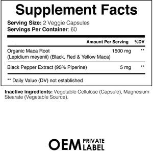 Капсулы с экстрактом черной маки Nature Raw, 1500 мг, травяная добавка для мужчин и женщин, для повышения выносливости - Product Image 3