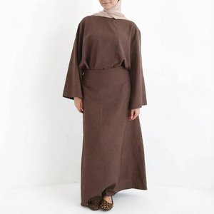 Ensemble 2 pièces Willson pour femmes, abaya musulmane modeste en coton respirant, maxi, pour l'Aïd et le quotidien, ensembles de vêtements personnalisables avec logo - Product Image 1