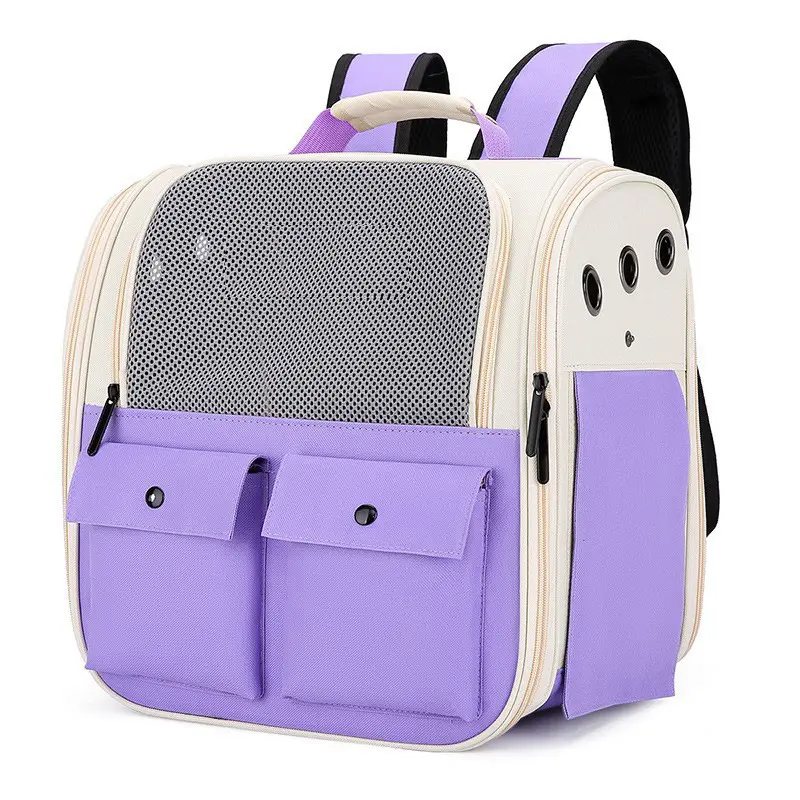 Mochila portátil de ombro duplo para uso ao ar livre, nova modalidade, para transporte de animais de estimação, janela frontal, mochila respirável para transporte de animais de estimação