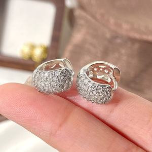 Wholesale Bulk Micro Paved Zirconia Hoop Earrings 18K Gold Plated Jewelry Dainty <b>Huggie</b> Earrings for Girl - Product Image 4