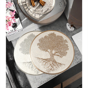 Modern Round PVC Tree Design Eco-Friendly Heat Resistant <b>Placemats</b> 38cm Non-Slip for Home Kitchen Decor - Product Image 3
