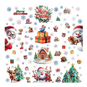 New 3D Christmas Stickers Snowflake Snowman <b>Window</b> <b>Decals</b> Santa Claus Tree Gifts PVC Static Glass Stickers No Glue Needed - Product Image 5
