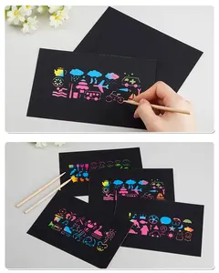 2024 neu eingetroffen malerei spielzeug regenbogen karten kratzen kunst papier handwerk notizen und kratzen kunst zeichnen buch für kinder