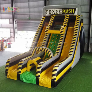 Pista de Obstáculos Inflable <span class=keywords><strong>Radical</strong></span> Run con Muro de Escalada, Amarillo y Negro, de Grado Comercial, Casa de Brinco Interactiva - Product Image 3