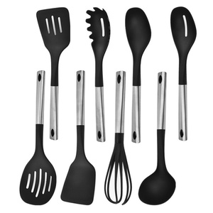 Ustensiles de cuisine haut de gamme, ensemble d'outils de cuisine, accessoires de cuisine, ensemble d'ustensiles de cuisine en nylon avec manche en acier inoxydable - Product Image 1