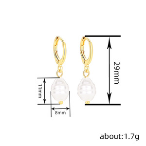 Orecchini Pendenti con Perle Finte Irregolari, Gioielli Eleganti da Donna per Uso Quotidiano - Product Image 3