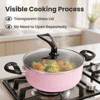 Casserole en alliage d'aluminium antiadhésive durable avec couvercle en verre, sans PFOA, pour restaurant, hôtel, usine, ensemble d'ustensiles de cuisine personnalisés en gros