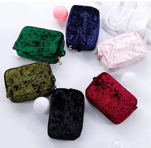 Bolsa de Maquillaje Cosmética con Cierre, para el Bolso, Tamaño de Viaje, Bolsa de Aseo de Terciopelo Azul Marino, Bolsa de Maquillaje para Mujeres y Niñas - Product Image 6