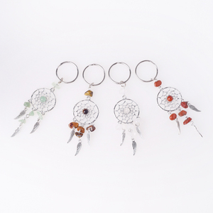 Venta caliente llavero de acero inoxidable piedra preciosa natural cristal llavero atrapasueños llavero para accesorios - Product Image 3
