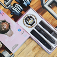 Reloj Inteligente Unisex SK7 Mini, 3 Pares de Correas de Goma, Pantalla AMOLED, Caja de Acero, Resistente al Agua IPX-6, Monitor de Actividad Física, Carga Inalámbrica