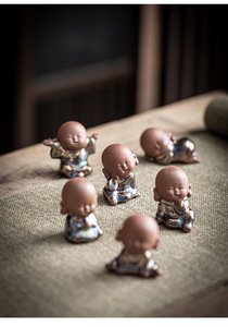 Mini estatua de Buda de oro negro, esculturas de tetera, bandeja de <span class=keywords><strong>Kungfu</strong></span>, figura de monje, decoración de mascotas de té, estatua de Buda que ríe, decoración del hogar - Product Image 6