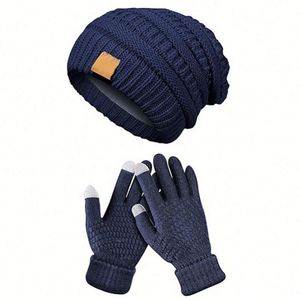 Women Winter <b>Beanie</b> Set Pom Knit <b>Hat</b> With Warm Fleece Lined Touchscreen Gloves for Cold Weather Promotional Gift - Product Image 4