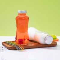 Botol Minuman Jus Susu Segar 300ml Baru, Botol Kaca Minuman Kosong Bulat Transparan, MOQ Rendah dengan Tutup
