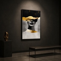 Tableau mural abstrait style côtier pour femme, cadre en aluminium noir mat, toile pour la rénovation de villas de vacances, ornement mural